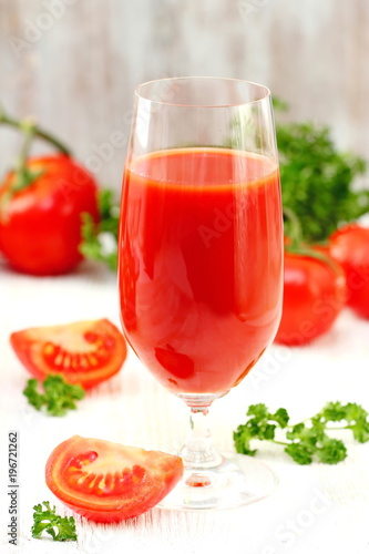 Glass of fresh tomato juice