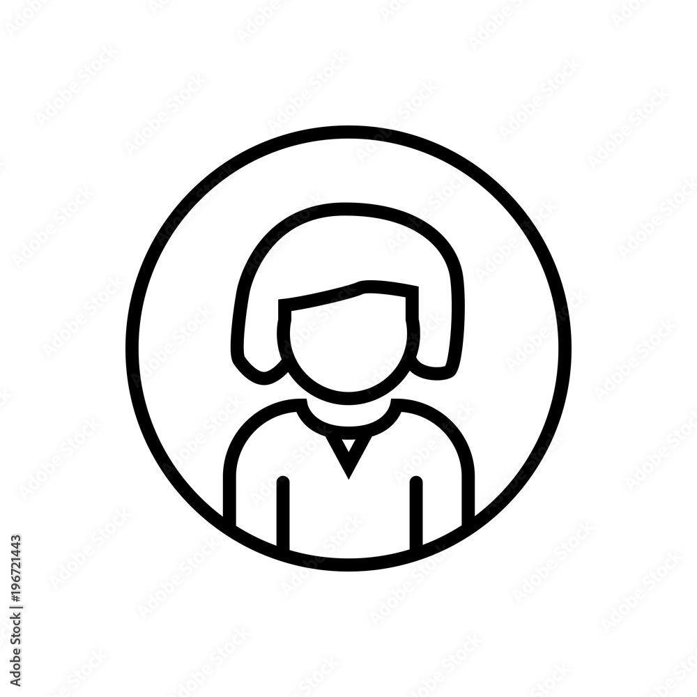 woman profile outlined vector icon, outlined female account symbol. Simple, modern flat vector illustration for mobile app, website or desktop app woman profile outlined vector icon, outlined female account symbol. Simple, modern flat vector illustration for mobile app, website or desktop app