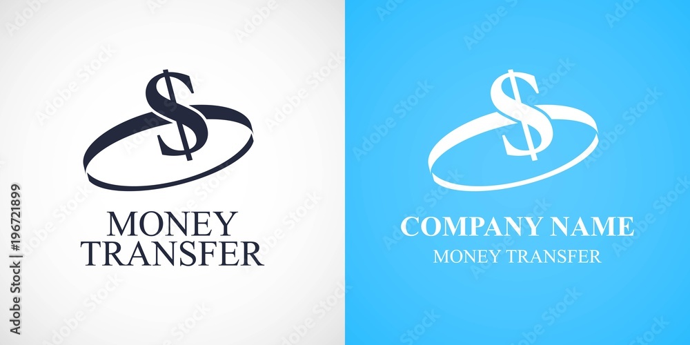 Obraz premium Global money transfer vector logo, icon