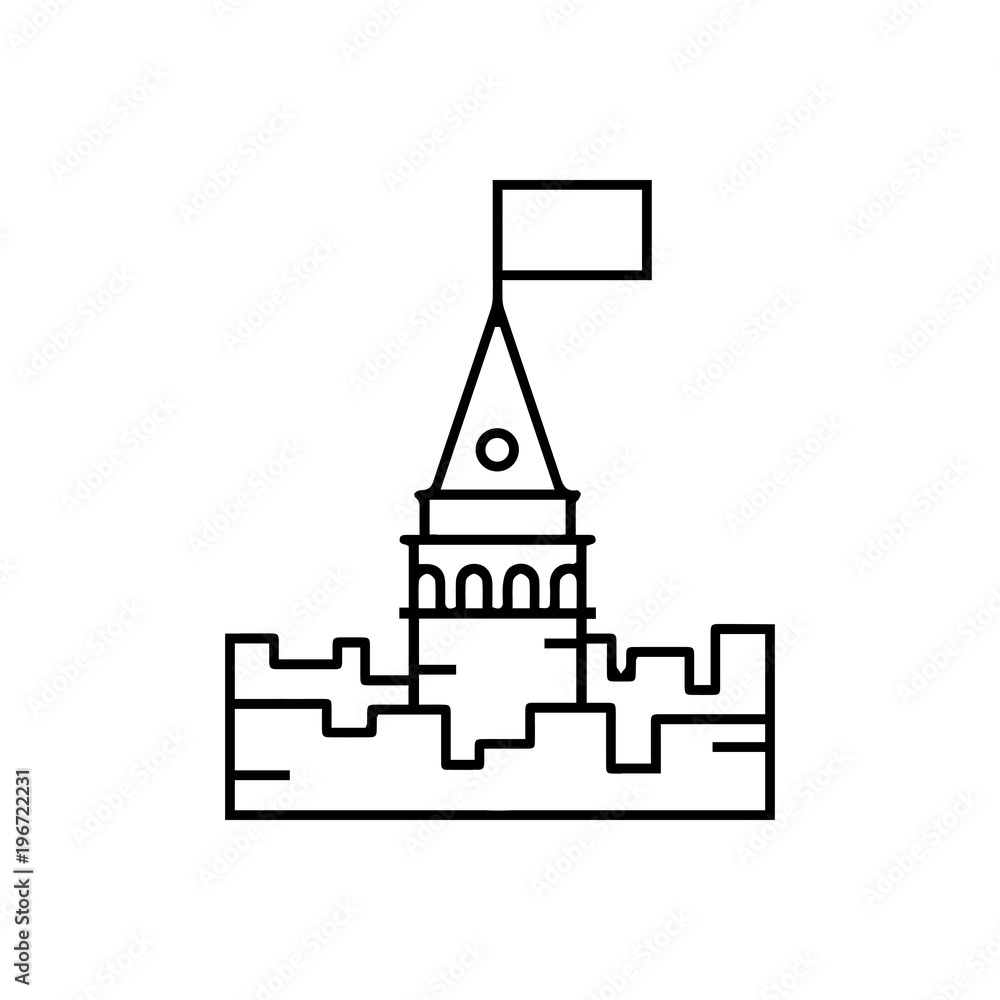 medieval castle outlined vector icon.