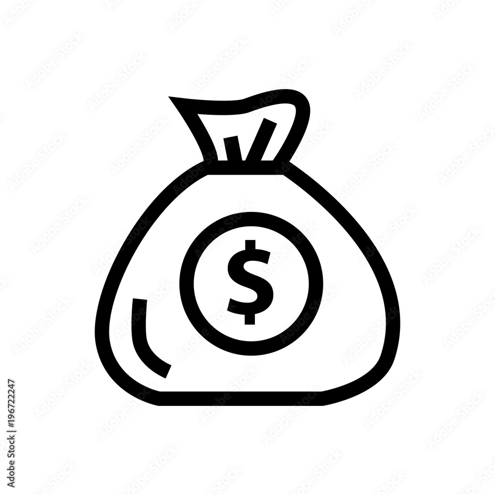 money bag outlined vector icon. money bag outlined vector icon.