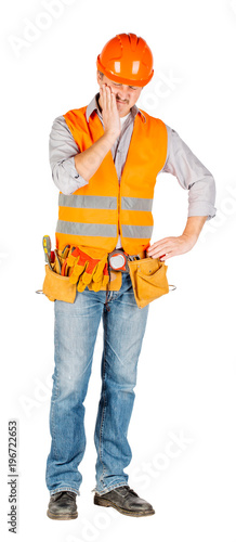 male builder in a helmet. repair, construction, building, people and maintenance concept.