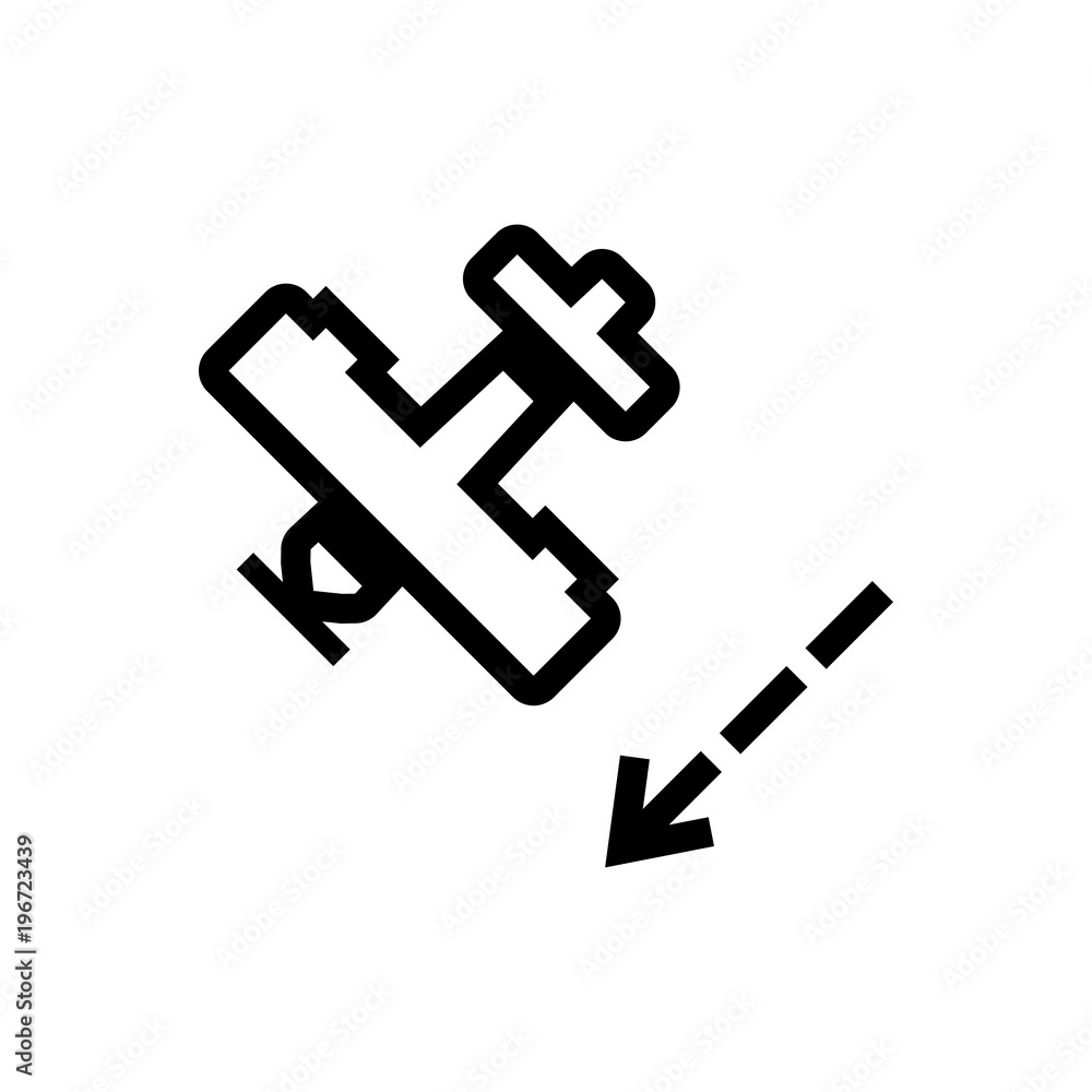 airplane down outlined vector icon airplane down outlined vector icon