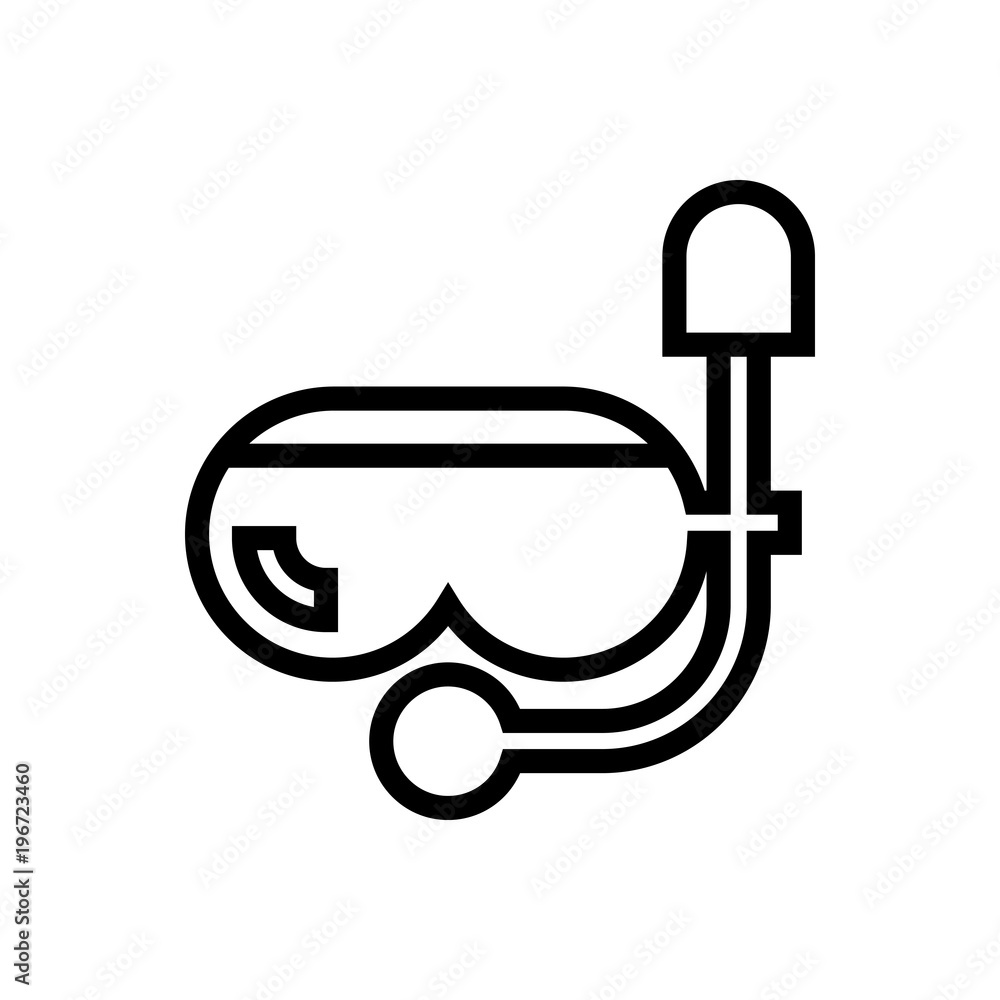 snorkel for divers outlined vector icon. snorkel for divers outlined vector icon.
