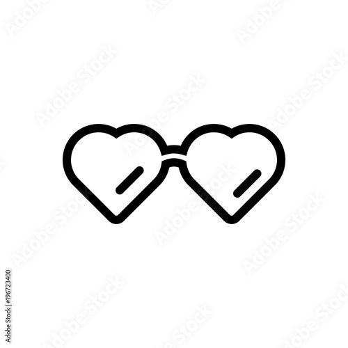 heart-shaped sun glasses outlined vector icon