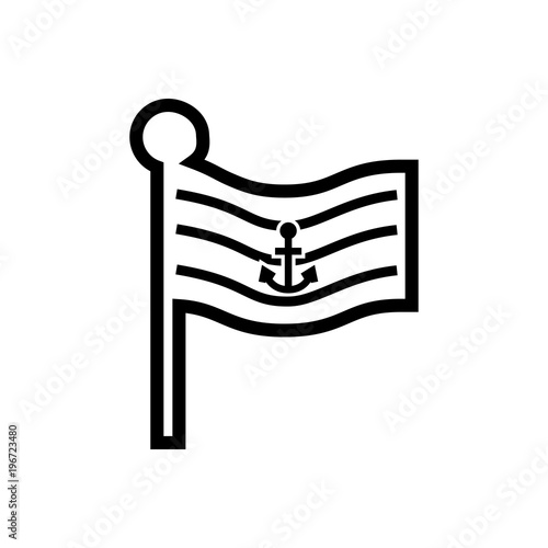 flag with anchor outined vector icon