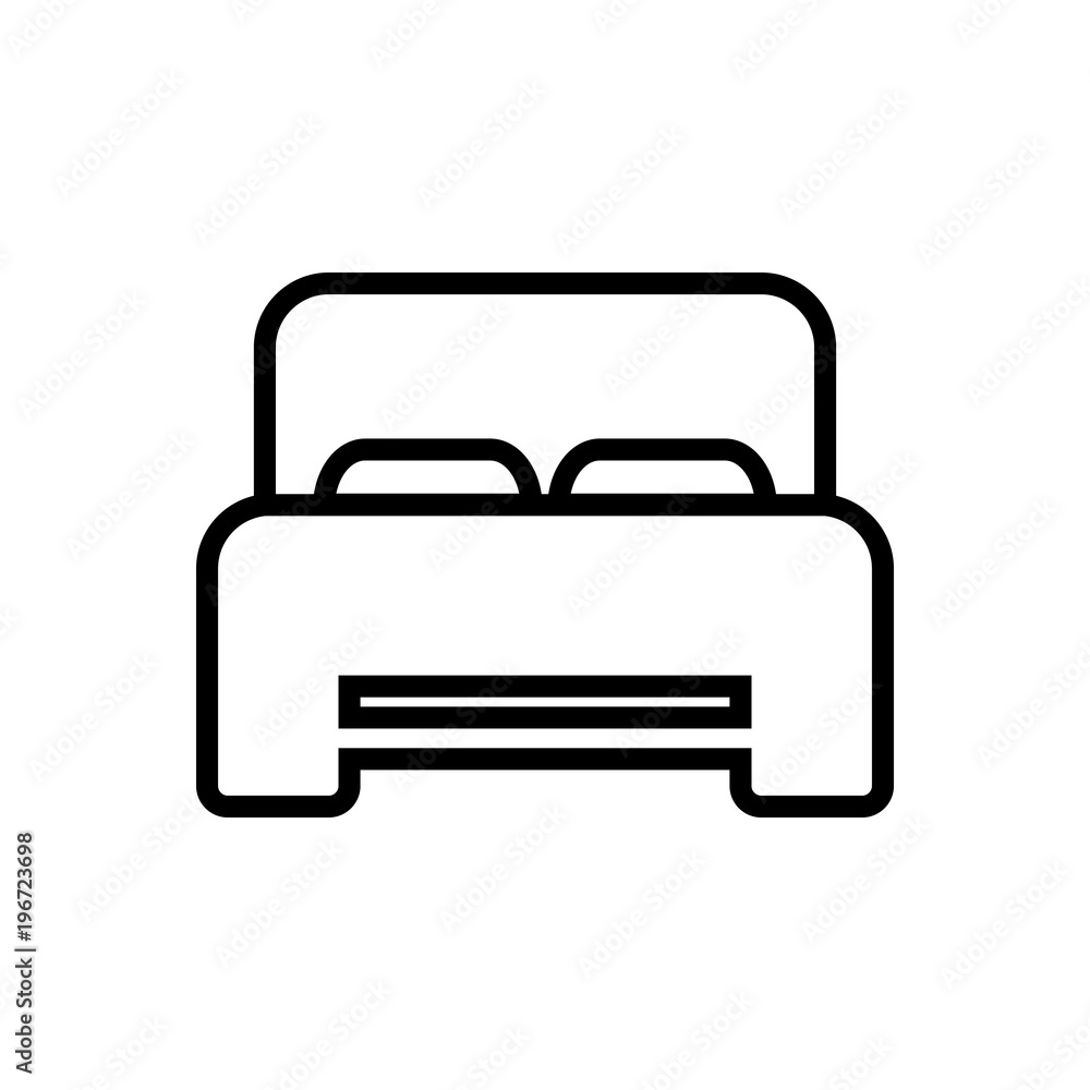 double bed outlined vector icon