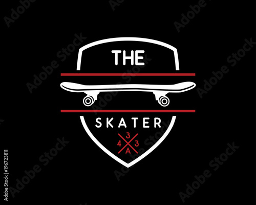 skateboard vintage retro logo badge design illustration,vintage design style, designed for apparel and logo