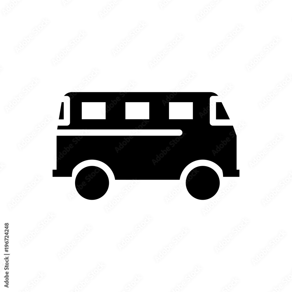 moving bus filled vector icon