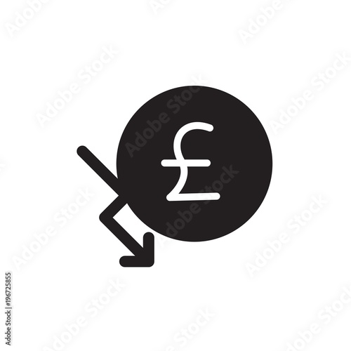 pound chart decrease filled vector icon. Modern simple isolated sign. Pixel perfect vector  illustration for logo, website, mobile app and other designs