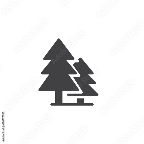 Spruce forest vector icon. filled flat sign for mobile concept and web design. Coniferous trees simple solid icon. Symbol, logo illustration. Pixel perfect vector graphics