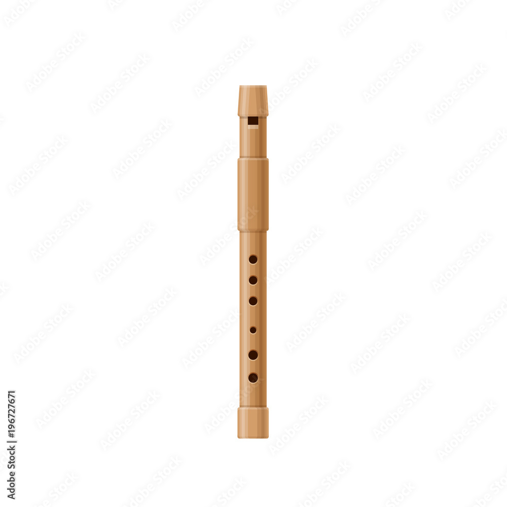 Wooden pipe, flute, music tube. Wind classic old musical instrument. Stock  Vector | Adobe Stock