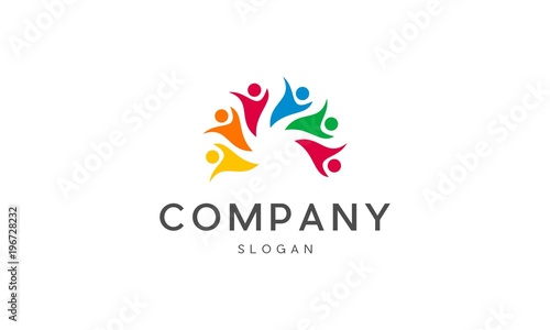 Human Family Community Creative Logo, Abstract People symbol, togetherness and community concept design
