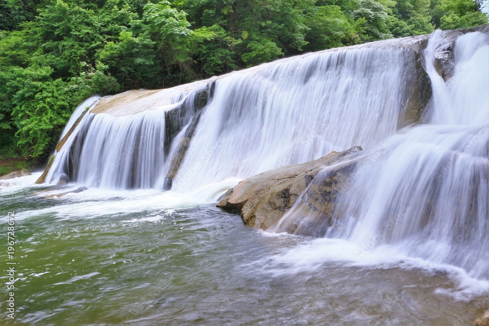 Fototapeta premium 新緑の滑津大滝（なめづおおたき）