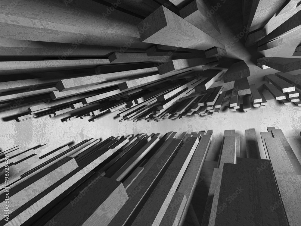 Obraz premium Dark concrete empty room. Modern architecture design
