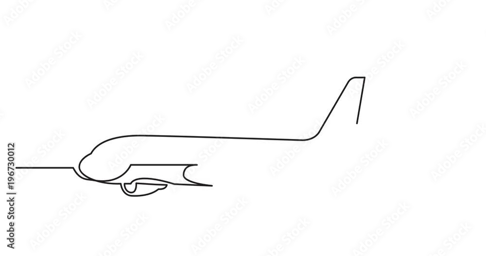 Animation of one line drawing of passenger airplane Animation of one line drawing of passenger airplane