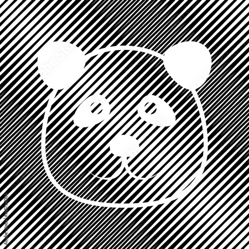 Panda sign illustration. Vector. Icon. Hole in moire background.