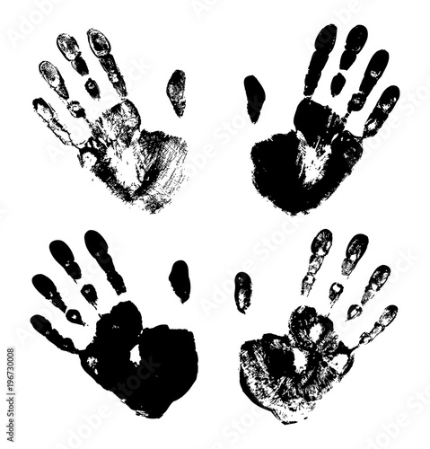 Set of Black Art Hand Prints. Vector illustration. 