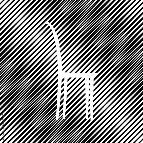 Chair sign illustration. Vector. Icon. Hole in moire background.