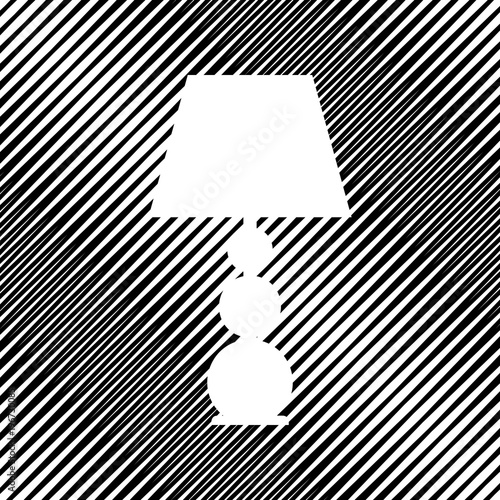 Lamp sign illustration. Vector. Icon. Hole in moire background.