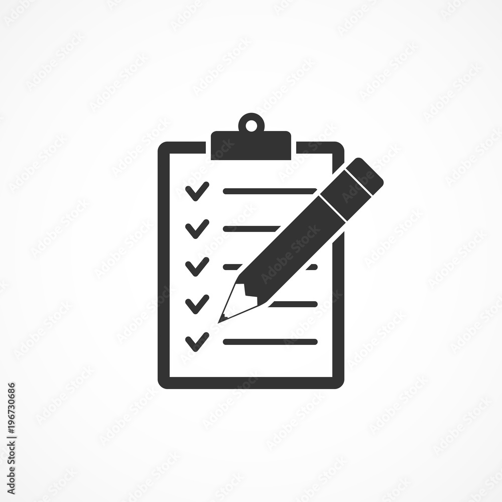 Vector image of a clipboard and pencil icon. Vector image of a clipboard and pencil icon.