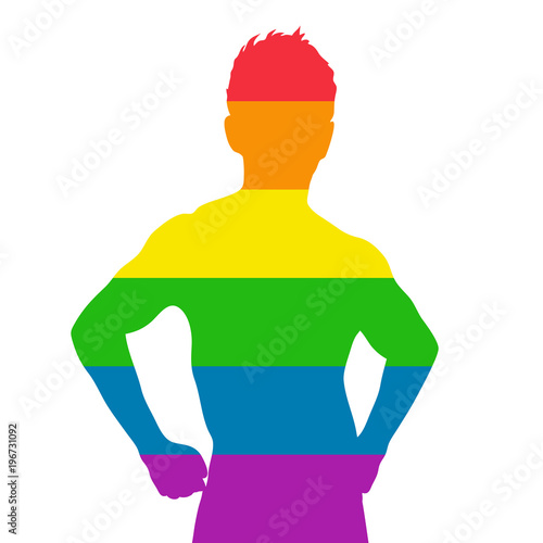 male silhouette. rainbow flag. gay. vector illustration