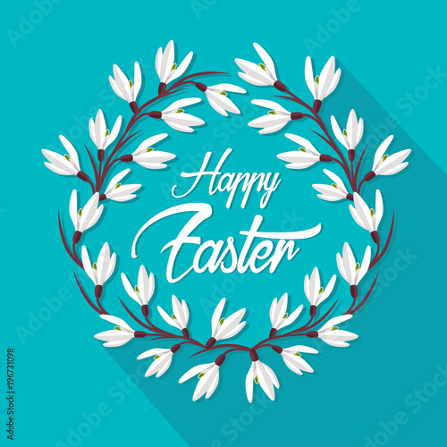 Happy easter. simple floral ornament. frame. flat vector illustration