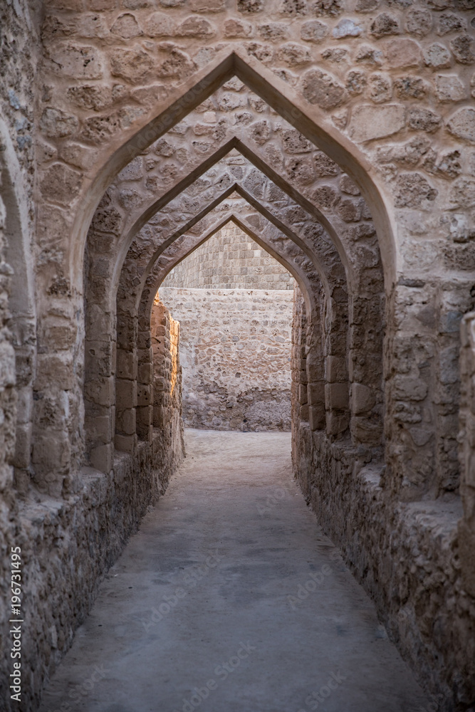 Arabic archways in an ancient fort.