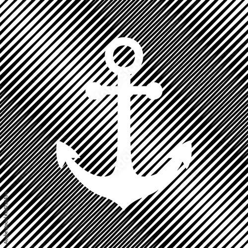 Anchor icon. Vector. Icon. Hole in moire background.