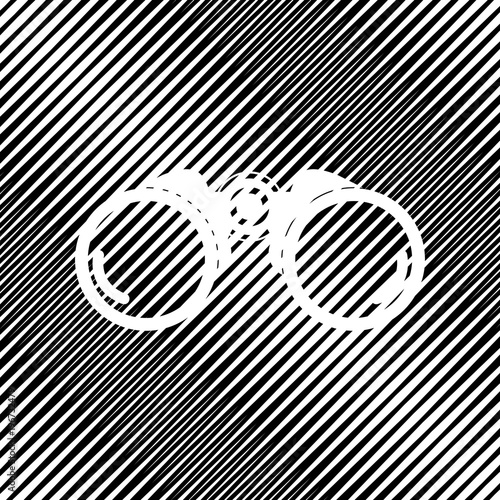 Binocular sign illustration. Vector. Icon. Hole in moire backgro