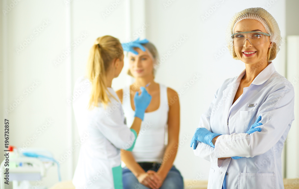 Fototapeta premium woman getting injection. beauty injections and cosmetology