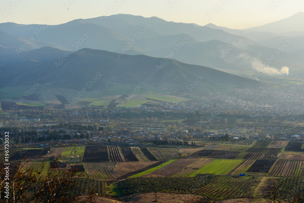 Scenic landscape with settlements, Armenian-Georgian border Scenic landscape with settlements, Armenian-Georgian border