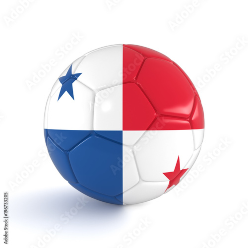 Fu  ball mit Panama Flagge auf wei  em Hintergrund
