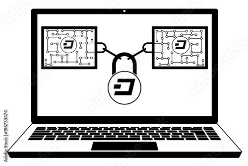 dash block chain technology on a screen laptop 