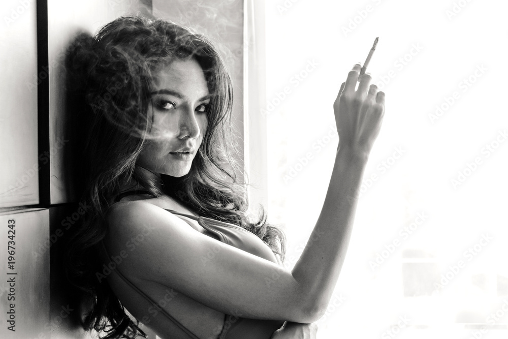 Fashion Portrait Of Beautiful Woman Sexy Slim Body Smoking Cigarette fashion-portrait-of-beautiful-woman-sexy-slim-body-smoking-cigarette