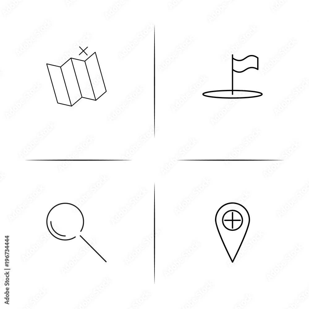 Maps And Navigation simple linear icon set.Simple outline icons Maps And Navigation simple linear icon set.Simple outline icons