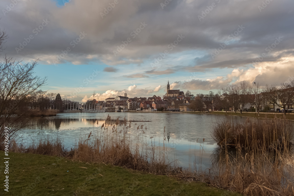 One of the two lakes of Boeblingen on a cold winter day