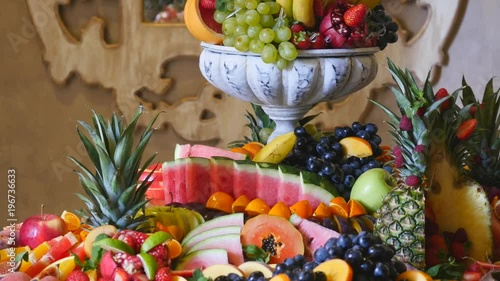 close up of a fresh fruits on a buffet photo