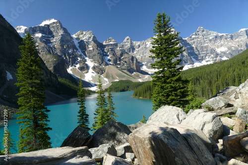 Natural symbol of Canadian Rockies Moraine Lake, Alberta, Canada