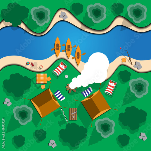 Camping. View from above. Vector illustration.