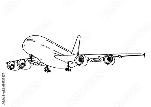 sketch of a passenger airplane vector