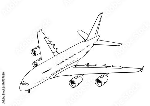 sketch of a passenger airplane vector