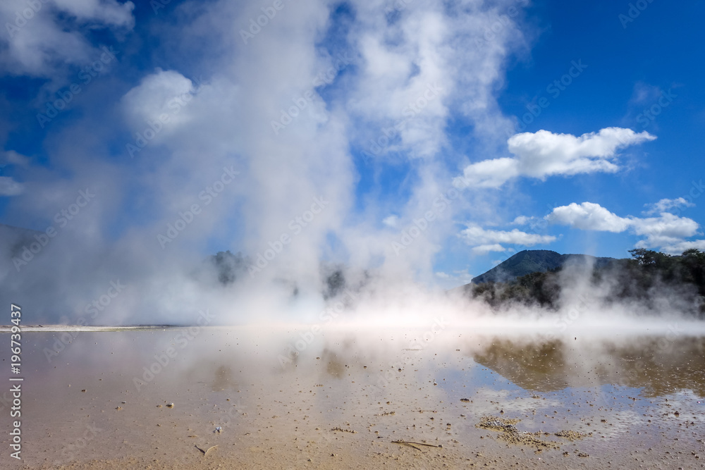 Steaming lake in Waiotapu, Rotorua, New Zealand