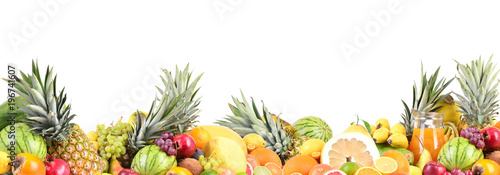 Fruits on white background