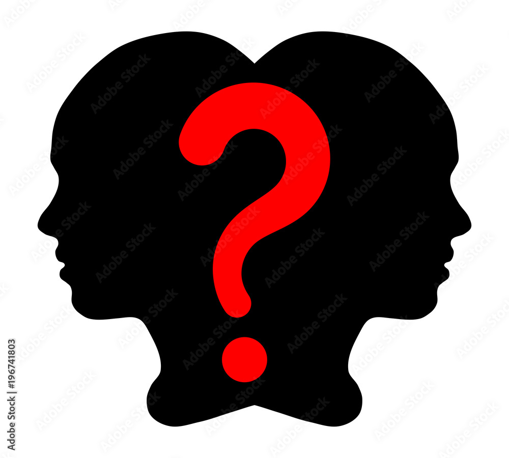 Girl silhouette and question mark Girl silhouette and question mark