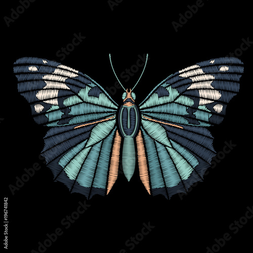 Embroidered butterfly for fashion design.