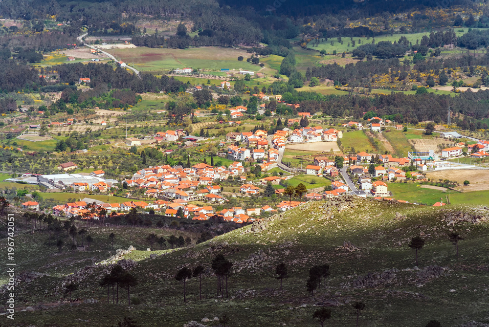 Aerial view on a portugese village from the hill
