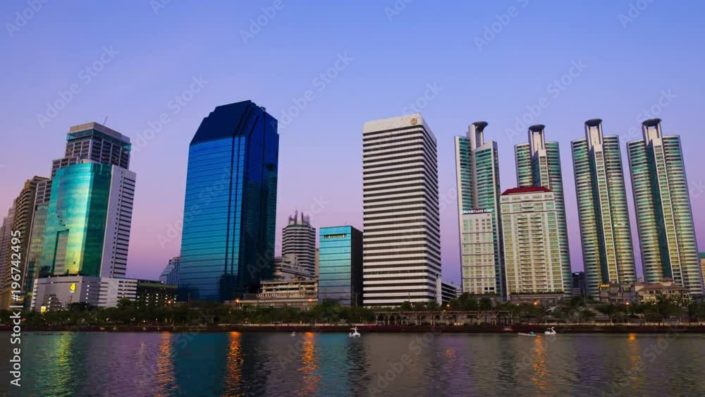 BANGKOK, THAILAND – March 4, 2018: day to night Time-lapse of Bangkok city view at Benjakitti Park, Bangkok, Thailand BANGKOK, THAILAND – March 4, 2018: day to night Time-lapse of Bangkok city view at Benjakitti Park, Bangkok, Thailand