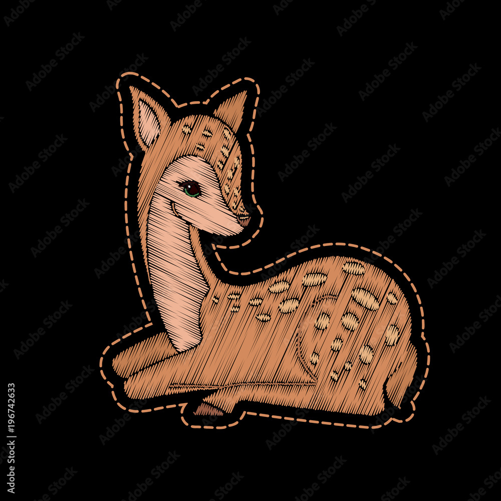 Fototapeta premium Cute embroidered deer for fashion design.