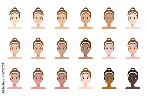 skin tone color index . face of women vector